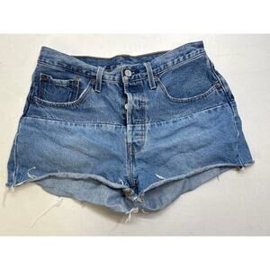 Levi's 501 150th Cutoff Pieced Denim Shorts Size 30 Blue Cotton Medium Indigo
